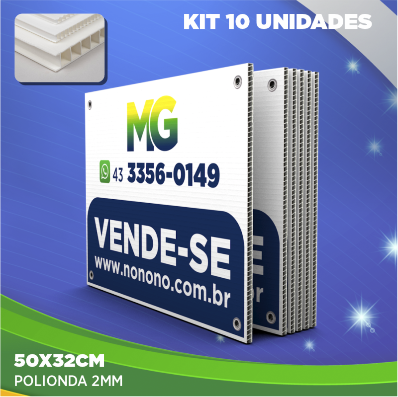 KIT 10 PLACAS PARA IMOBILIARIA 50X32CM - POLIONDA 2MM