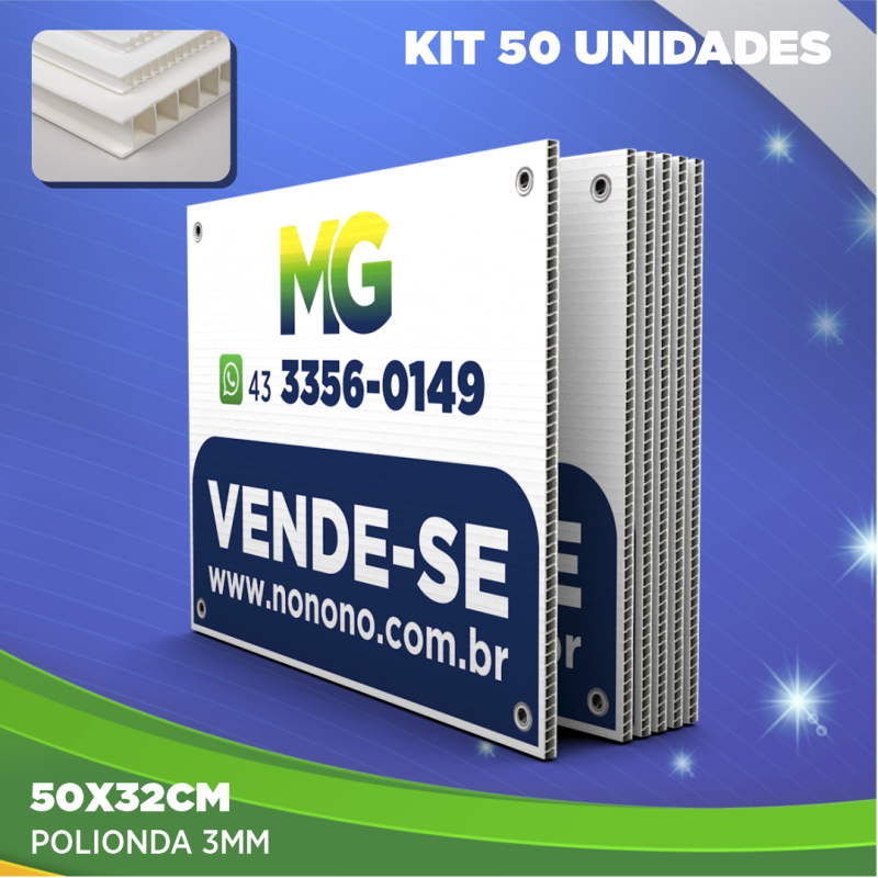 KIT 50 PLACAS PARA IMOBILIARIA 50X32CM - POLIONDA 3MM